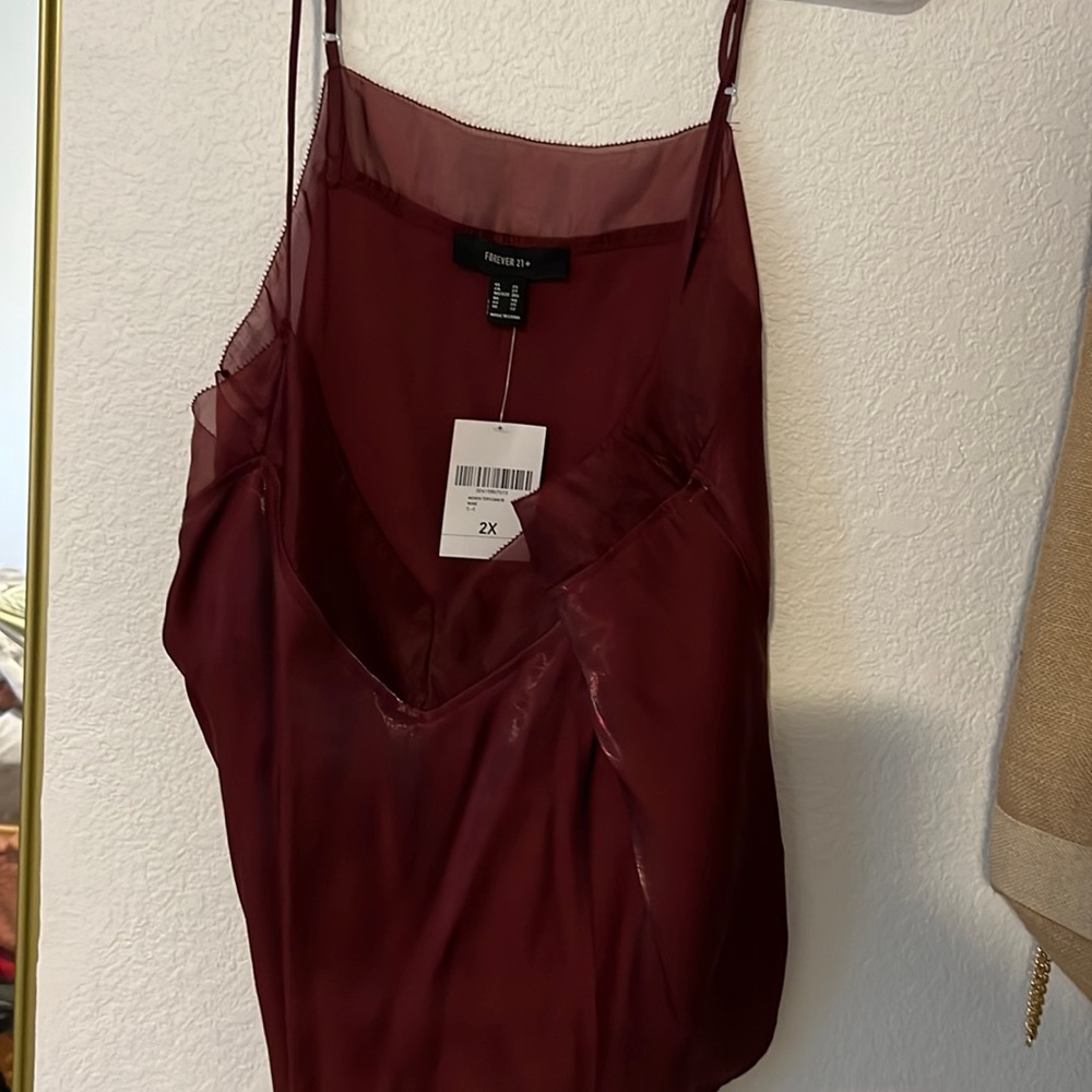 Spaghetti strap satin top with adjustable straps